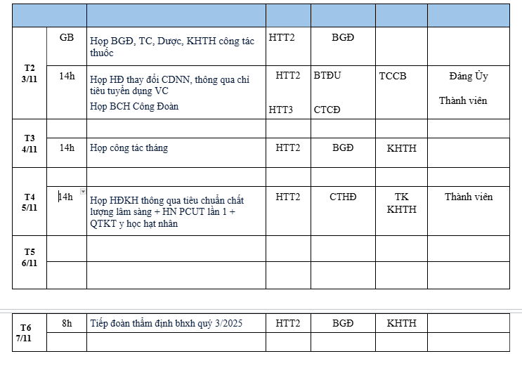 LỊCH CÔNG TÁC TUẦN 44 (3/11-7/11)